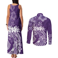 Polynesian Women's Day Couples Matching Tank Maxi Dress and Long Sleeve Button Shirt Plumeria Passion - Purple LT7 - Polynesian Pride