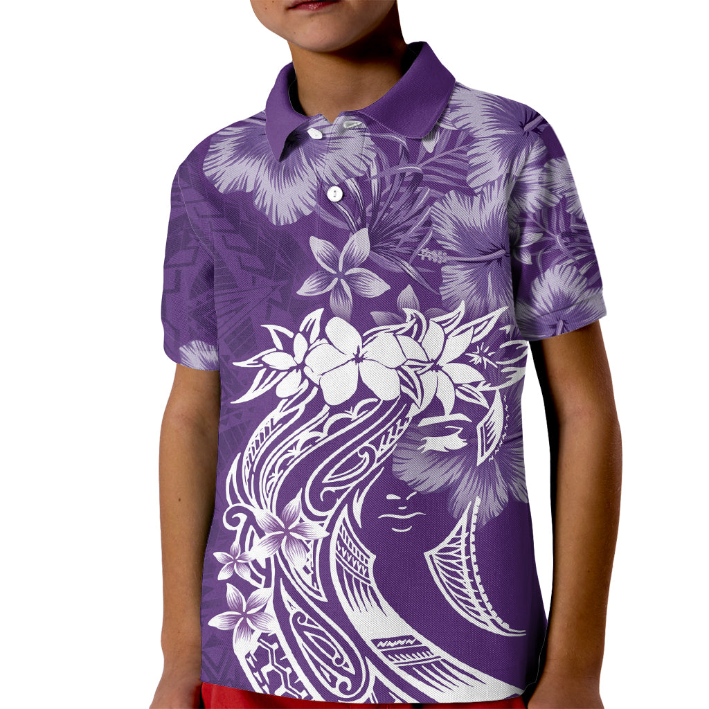 Polynesian Women's Day Kid Polo Shirt Plumeria Passion - Purple LT7 Kid Purple - Polynesian Pride