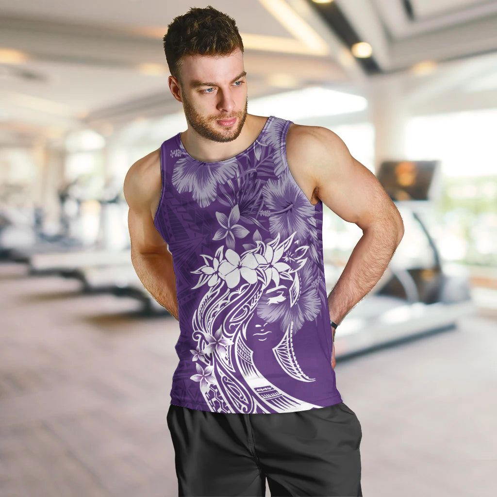Polynesian Women's Day Men Tank Top Plumeria Passion - Purple LT7 Purple - Polynesian Pride