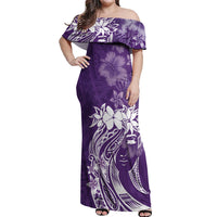 Polynesian Women's Day Off Shoulder Maxi Dress Plumeria Passion - Purple LT7 Women Purple - Polynesian Pride