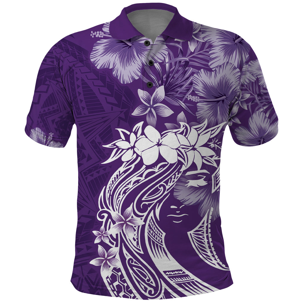 Polynesian Women's Day Polo Shirt Plumeria Passion - Purple LT7 Purple - Polynesian Pride