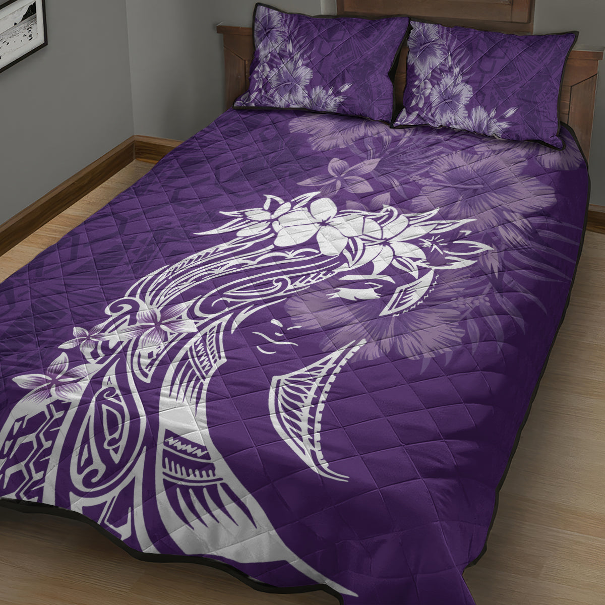 Polynesian Women's Day Quilt Bed Set Plumeria Passion - Purple LT7 - Polynesian Pride