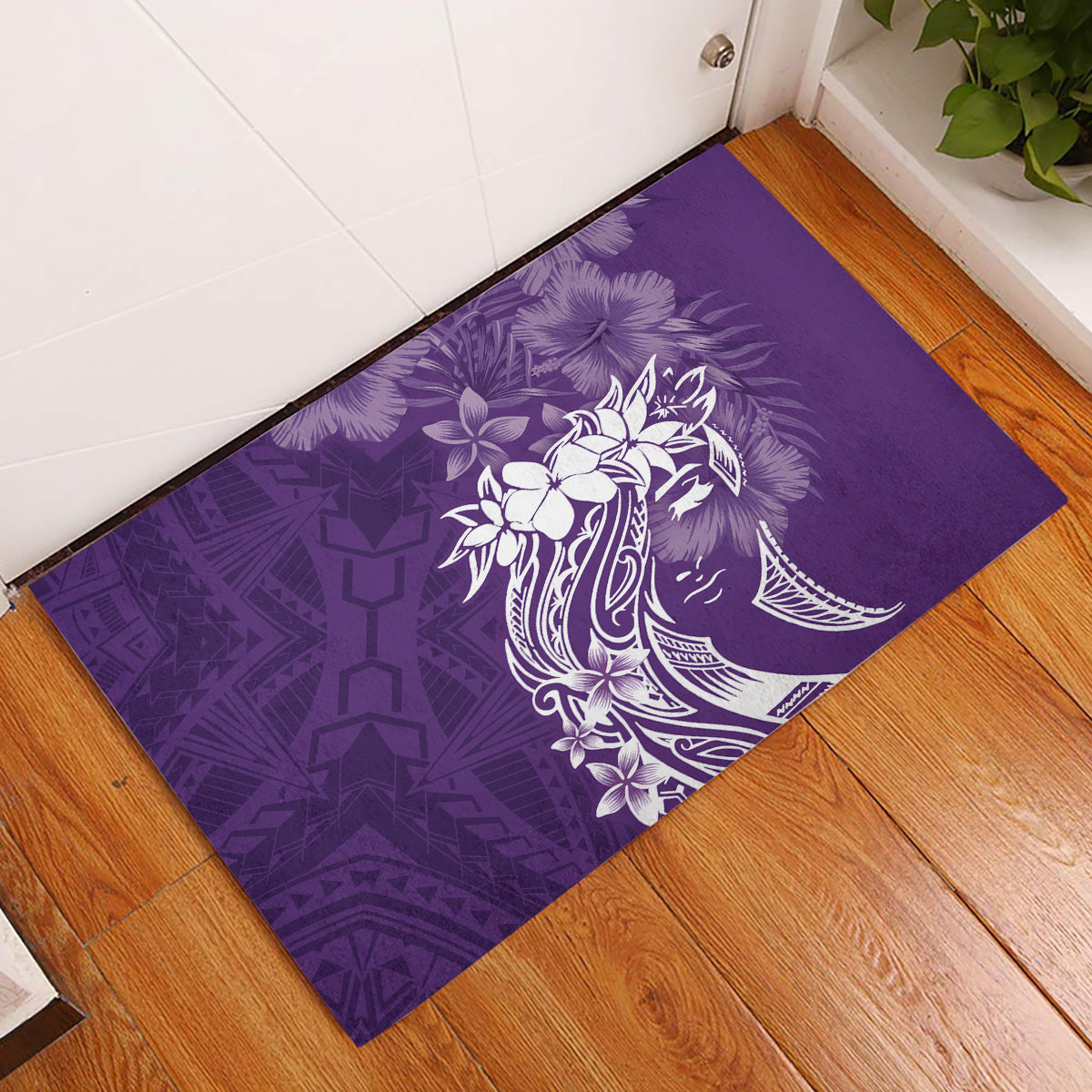 Polynesian Women's Day Rubber Doormat Plumeria Passion - Purple LT7 Purple - Polynesian Pride