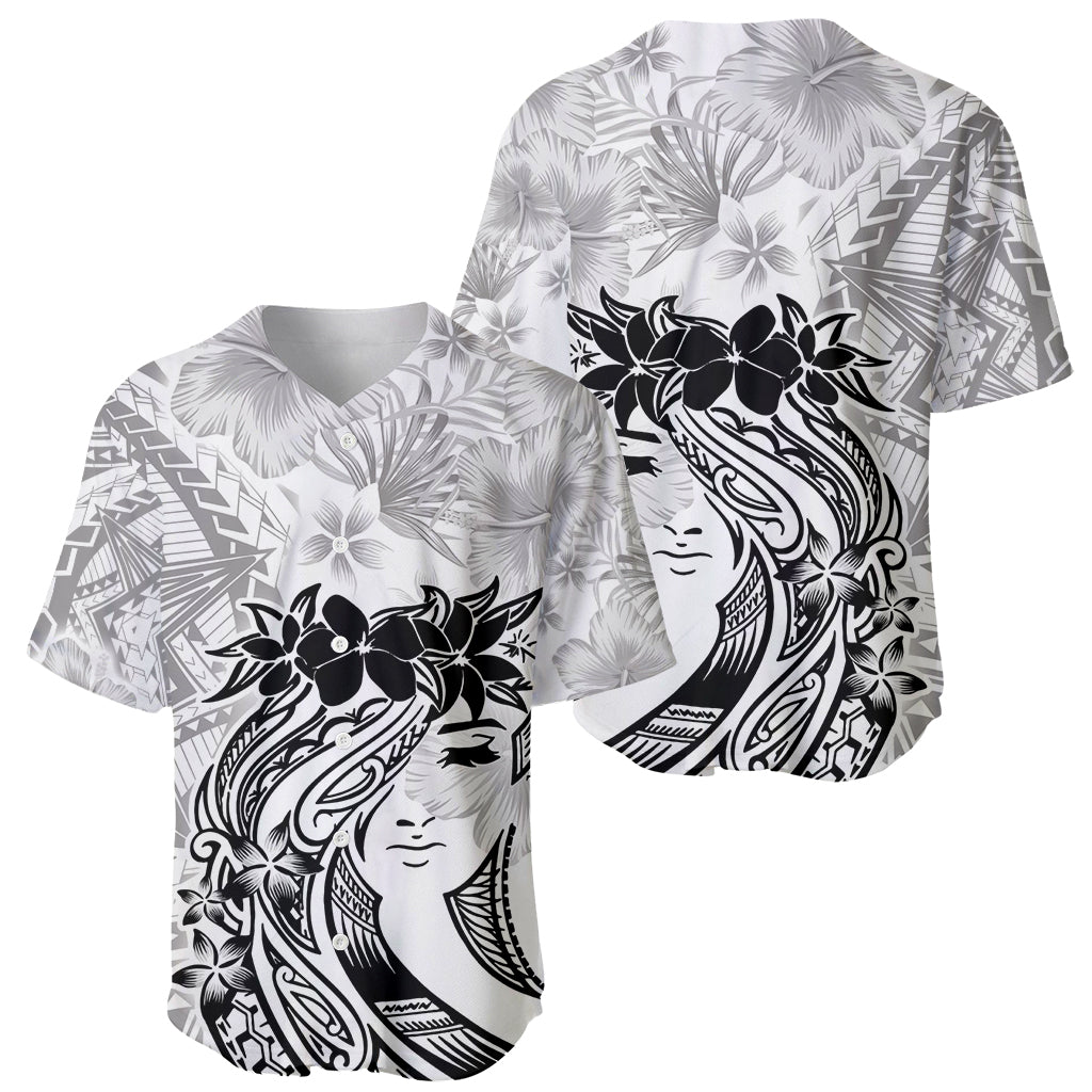 Polynesian Women's Day Baseball Jersey Plumeria Passion - White LT7 - Polynesian Pride