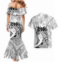 Polynesian Women's Day Couples Matching Mermaid Dress and Hawaiian Shirt Plumeria Passion - White LT7 - Polynesian Pride