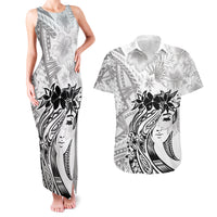Polynesian Women's Day Couples Matching Tank Maxi Dress and Hawaiian Shirt Plumeria Passion - White LT7 White - Polynesian Pride