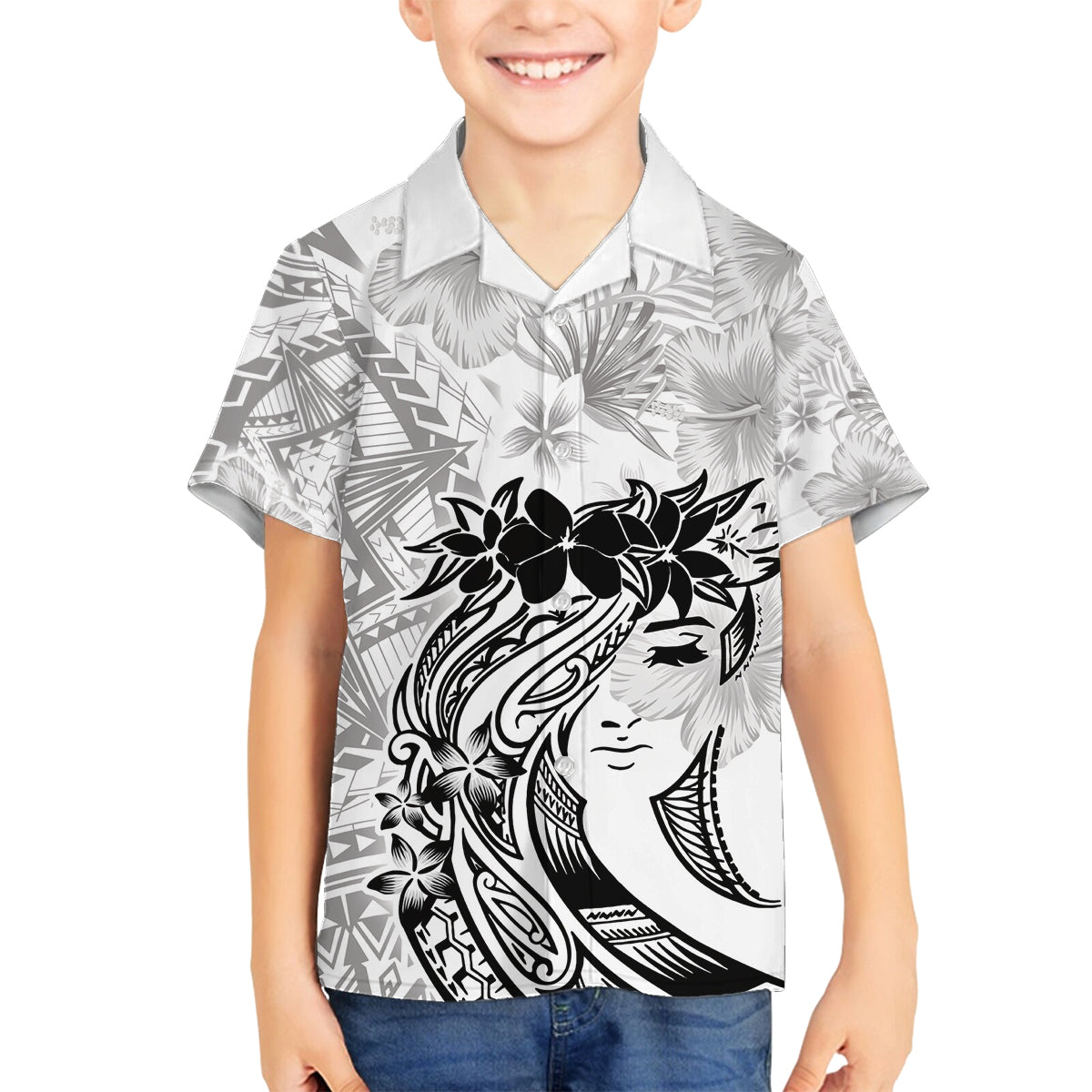 Polynesian Women's Day Family Matching Long Sleeve Bodycon Dress and Hawaiian Shirt Plumeria Passion - White LT7 Son's Shirt White - Polynesian Pride