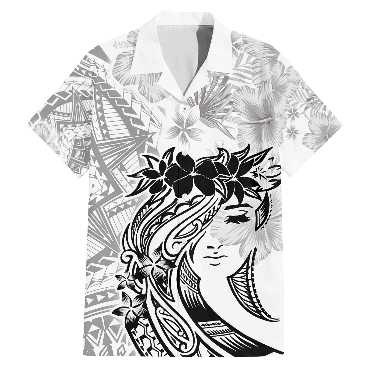 Polynesian Women's Day Family Matching Mermaid Dress and Hawaiian Shirt Plumeria Passion - White LT7 Dad's Shirt - Short Sleeve White - Polynesian Pride