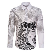 Polynesian Women's Day Family Matching Puletasi and Hawaiian Shirt Plumeria Passion - White LT7 Dad's Shirt - Long Sleeve White - Polynesian Pride