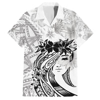 Polynesian Women's Day Family Matching Short Sleeve Bodycon Dress and Hawaiian Shirt Plumeria Passion - White LT7 Dad's Shirt - Short Sleeve White - Polynesian Pride