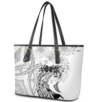 Polynesian Women's Day Leather Tote Bag Plumeria Passion - White LT7 - Polynesian Pride