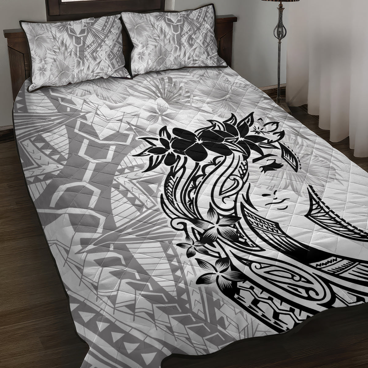 Polynesian Women's Day Quilt Bed Set Plumeria Passion - White LT7 White - Polynesian Pride