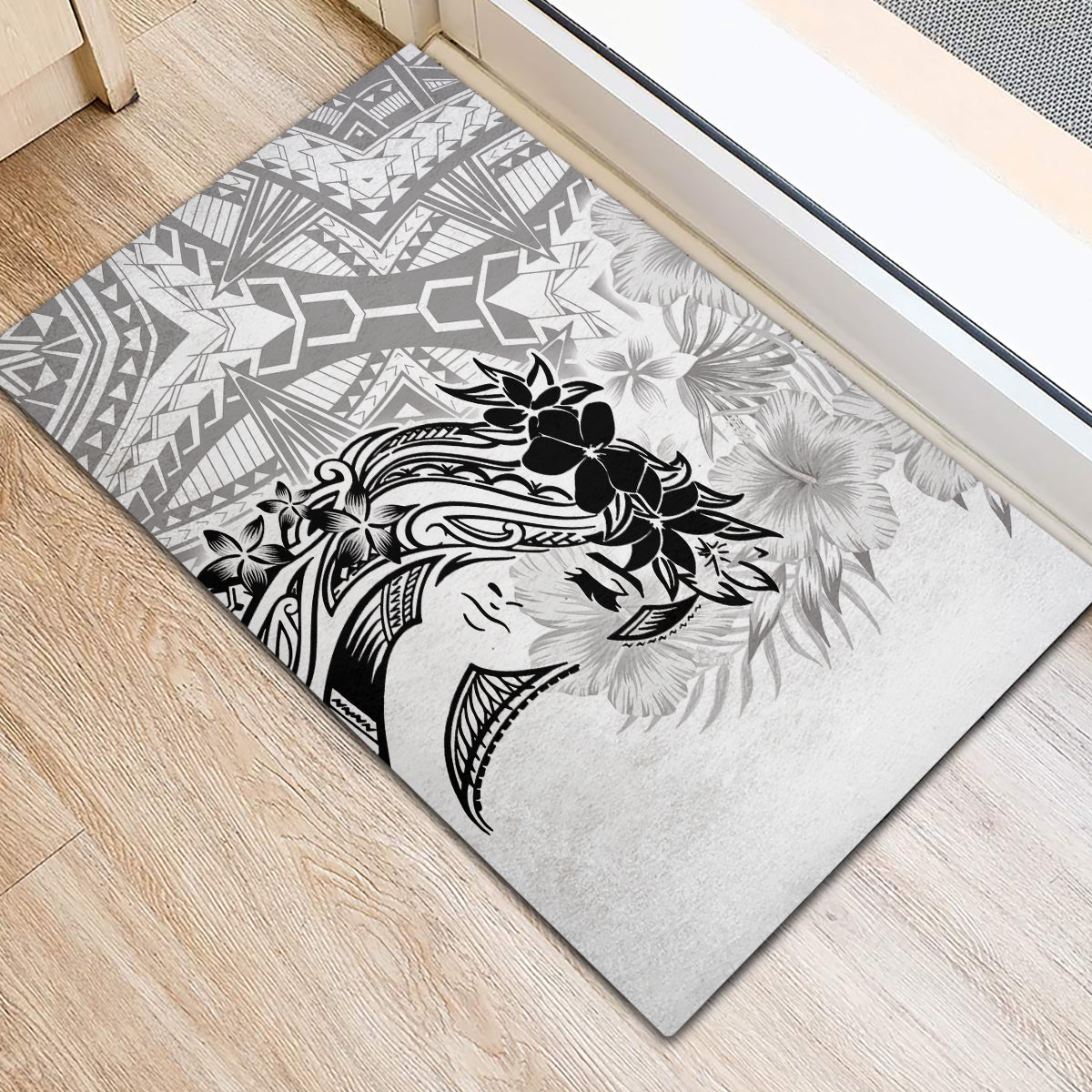 Polynesian Women's Day Rubber Doormat Plumeria Passion - White LT7 - Polynesian Pride