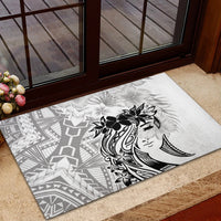 Polynesian Women's Day Rubber Doormat Plumeria Passion - White LT7 - Polynesian Pride