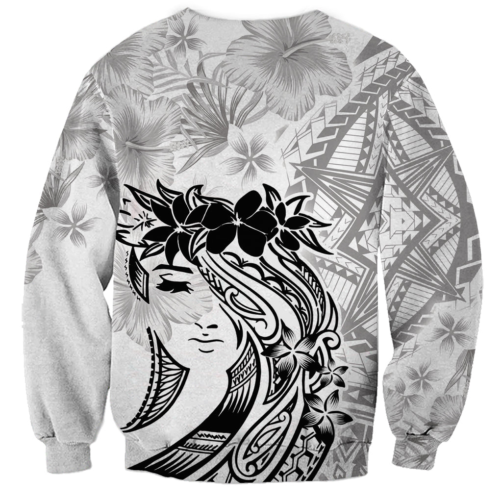 Polynesian Women's Day Sweatshirt Plumeria Passion - White LT7 - Polynesian Pride