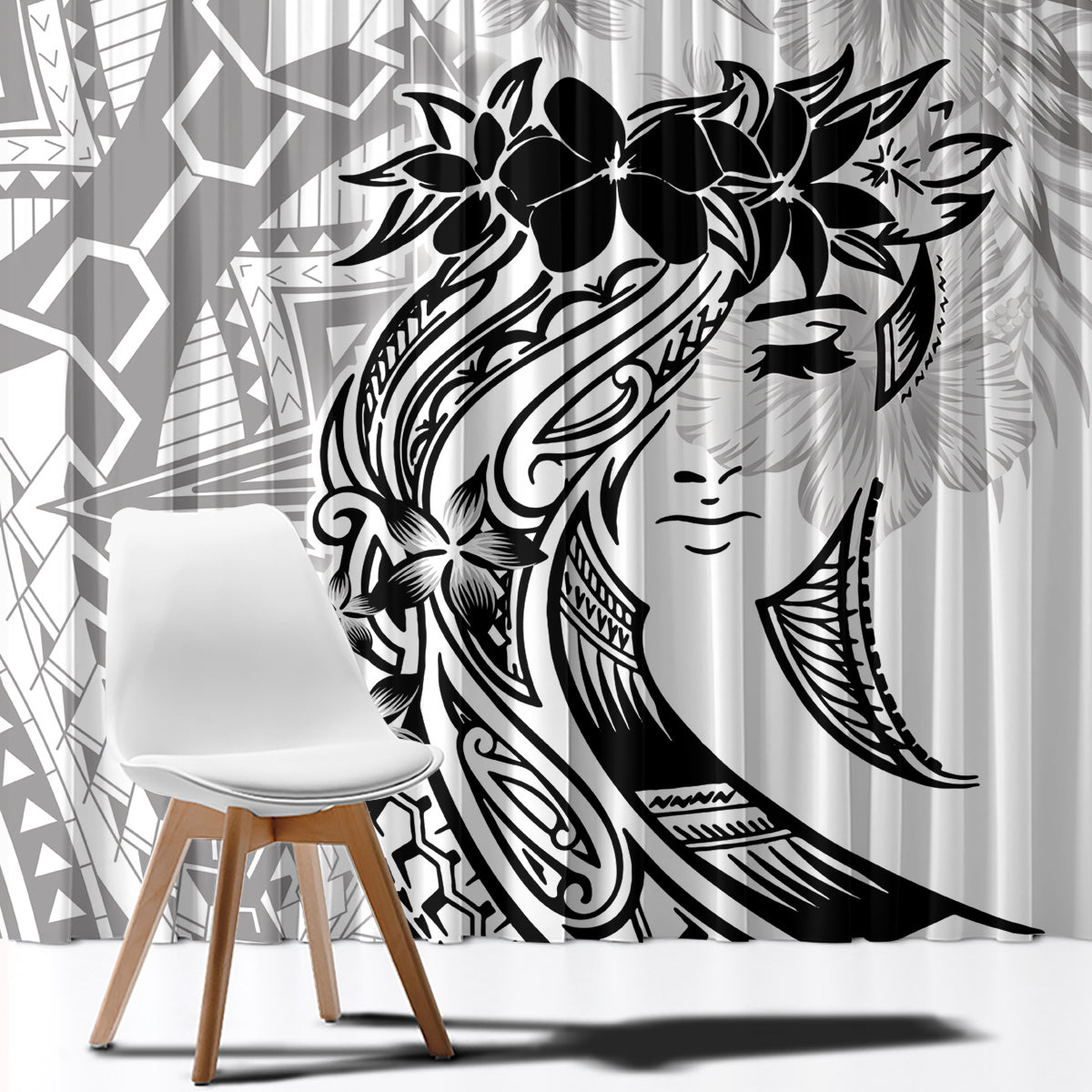 Polynesian Women's Day Window Curtain Plumeria Passion - White LT7 - Polynesian Pride