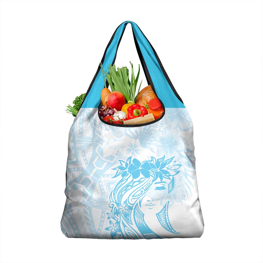 Polynesian Women's Day Grocery Bag Plumeria Passion - Turquoise