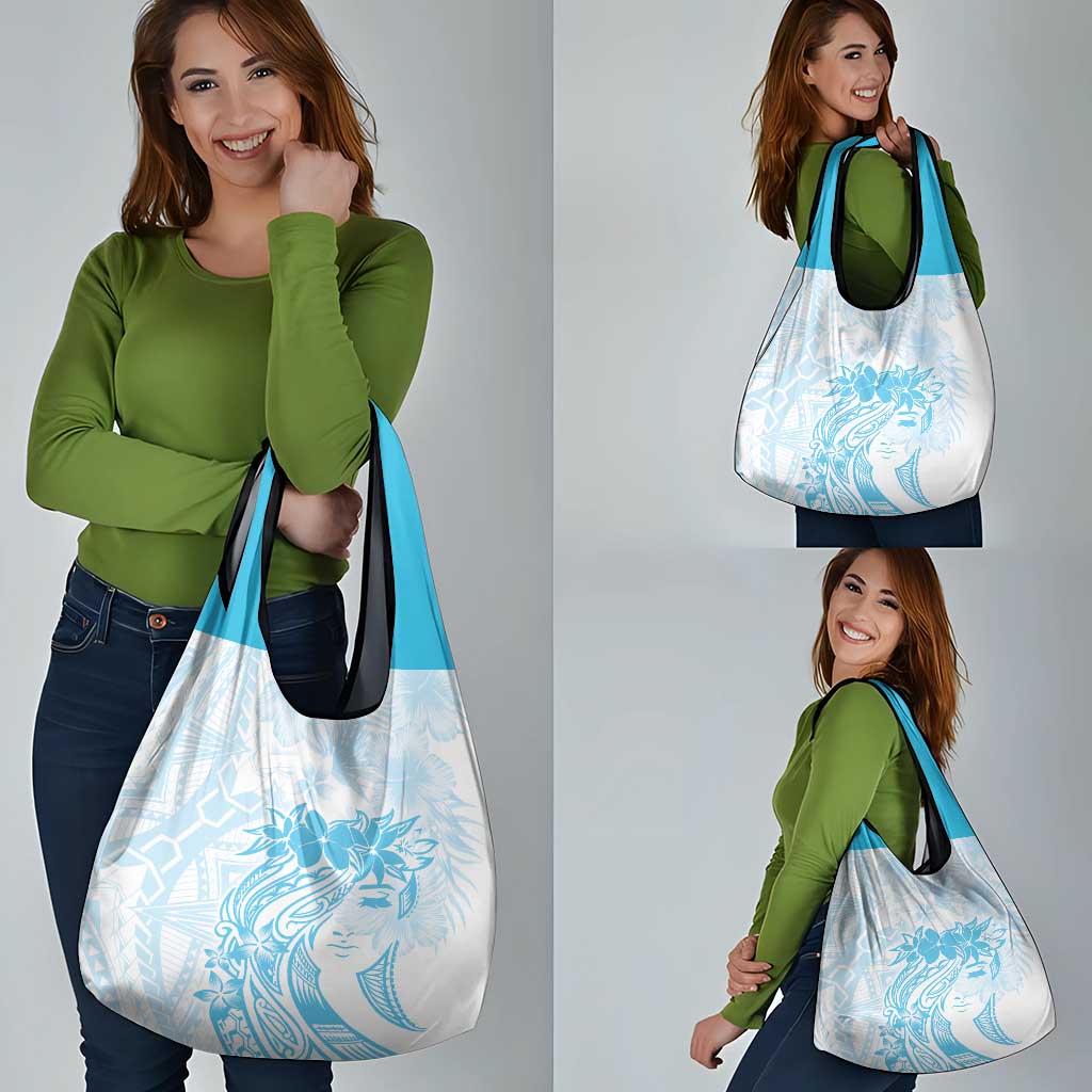 Polynesian Women's Day Grocery Bag Plumeria Passion - Turquoise