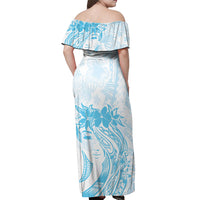Polynesian Women's Day Off Shoulder Maxi Dress Plumeria Passion - Turquoise LT7 - Polynesian Pride
