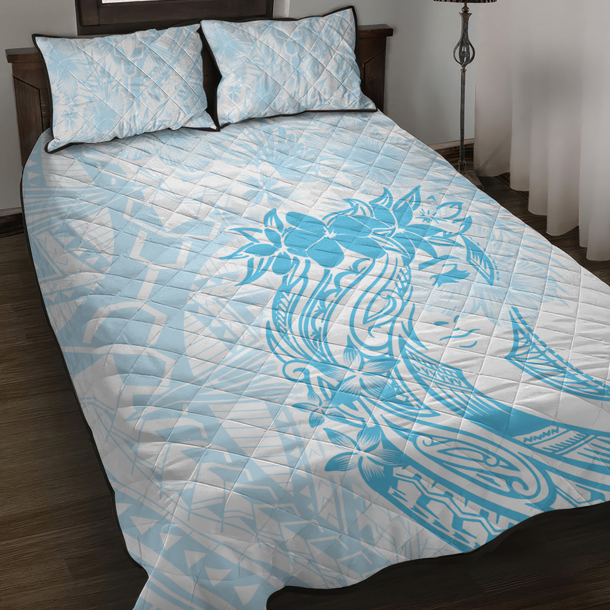 Polynesian Women's Day Quilt Bed Set Plumeria Passion - Turquoise LT7 Turquoise - Polynesian Pride