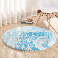Polynesian Women's Day Round Carpet Plumeria Passion - Turquoise LT7 - Polynesian Pride
