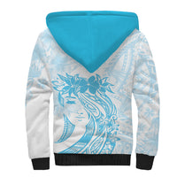 Polynesian Women's Day Sherpa Hoodie Plumeria Passion - Turquoise LT7 - Polynesian Pride