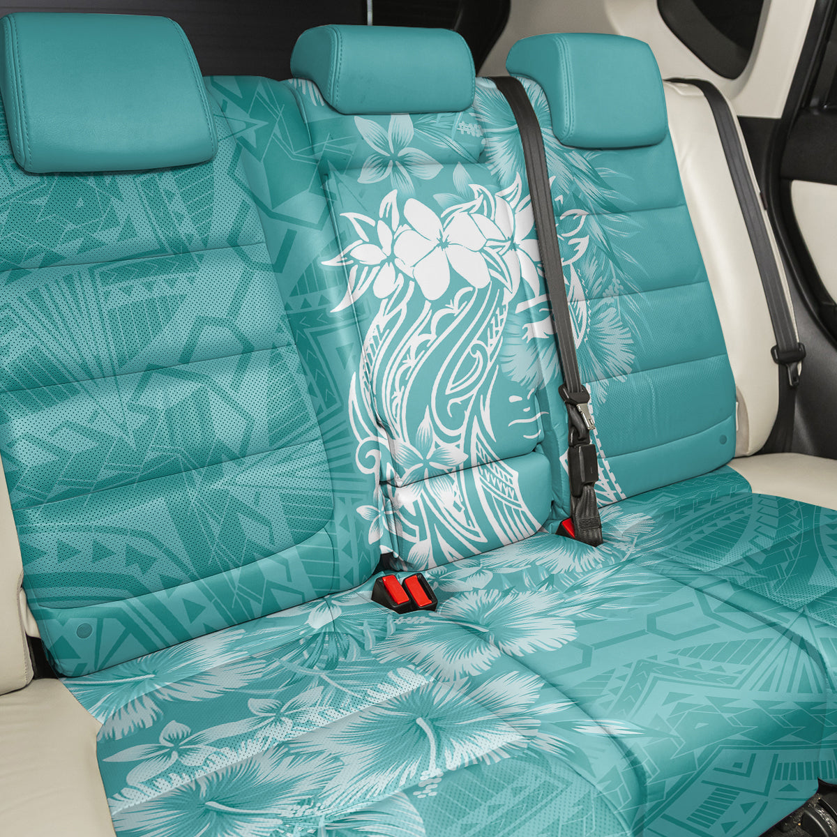 Polynesian Women's Day Back Car Seat Cover Plumeria Passion - Teal LT7