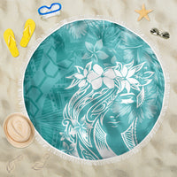 Polynesian Women's Day Beach Blanket Plumeria Passion - Teal LT7 One Size 150cm Teal - Polynesian Pride