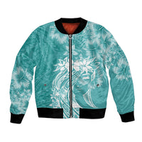 Polynesian Women's Day Bomber Jacket Plumeria Passion - Teal LT7 Unisex Teal - Polynesian Pride