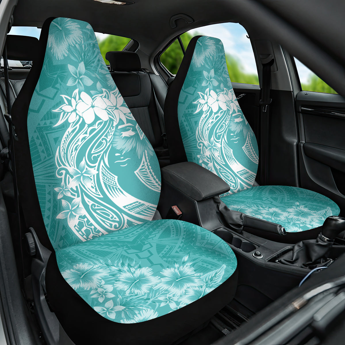 Polynesian Women's Day Car Seat Cover Plumeria Passion - Teal LT7 One Size Teal - Polynesian Pride