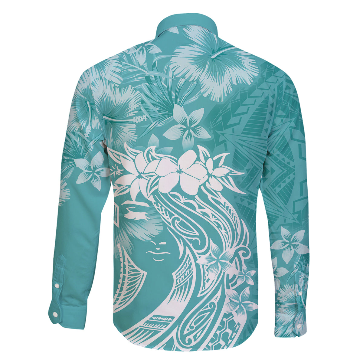 Polynesian Women's Day Family Matching Long Sleeve Bodycon Dress and Hawaiian Shirt Plumeria Passion - Teal LT7 - Polynesian Pride