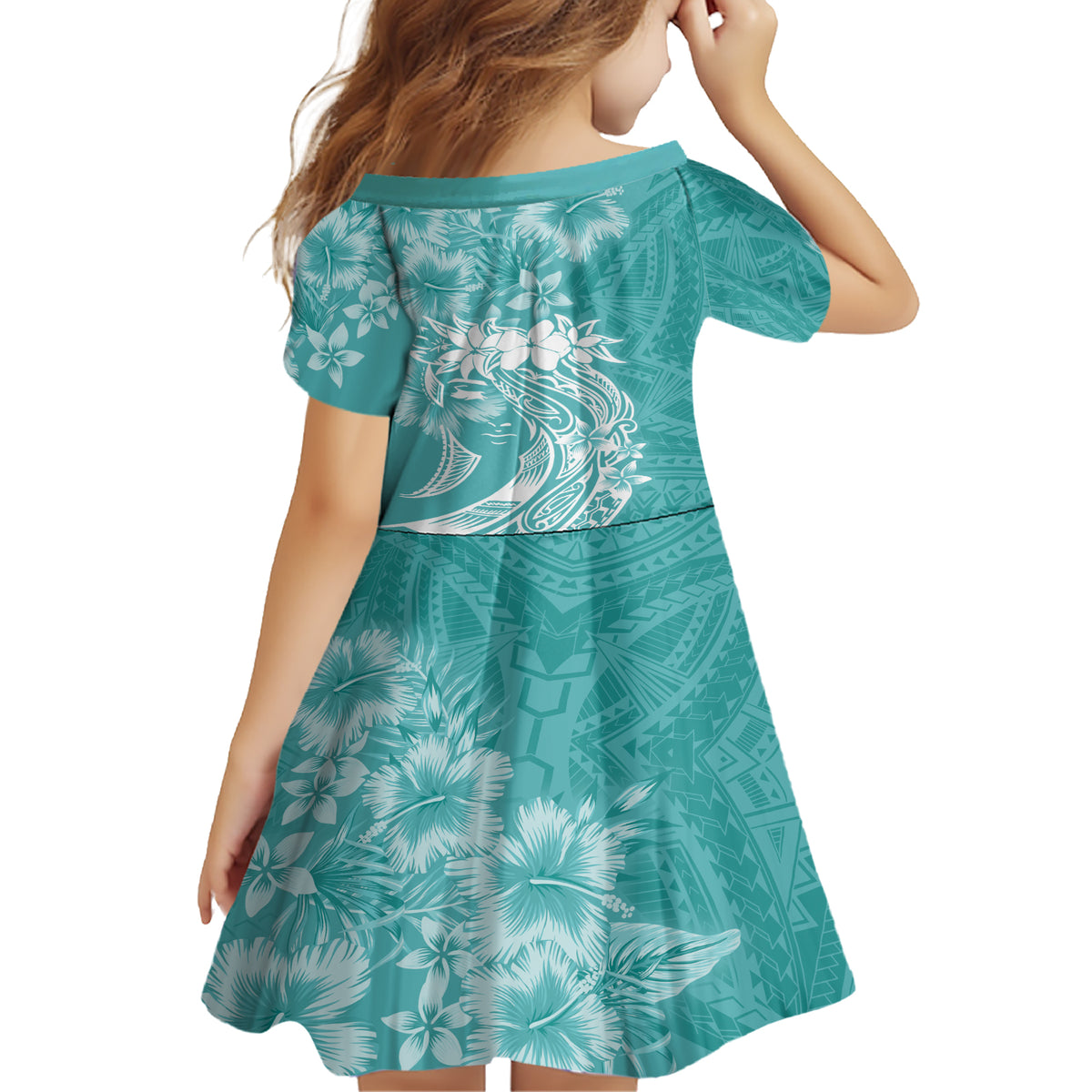 Polynesian Women's Day Family Matching Short Sleeve Bodycon Dress and Hawaiian Shirt Plumeria Passion - Teal LT7 - Polynesian Pride