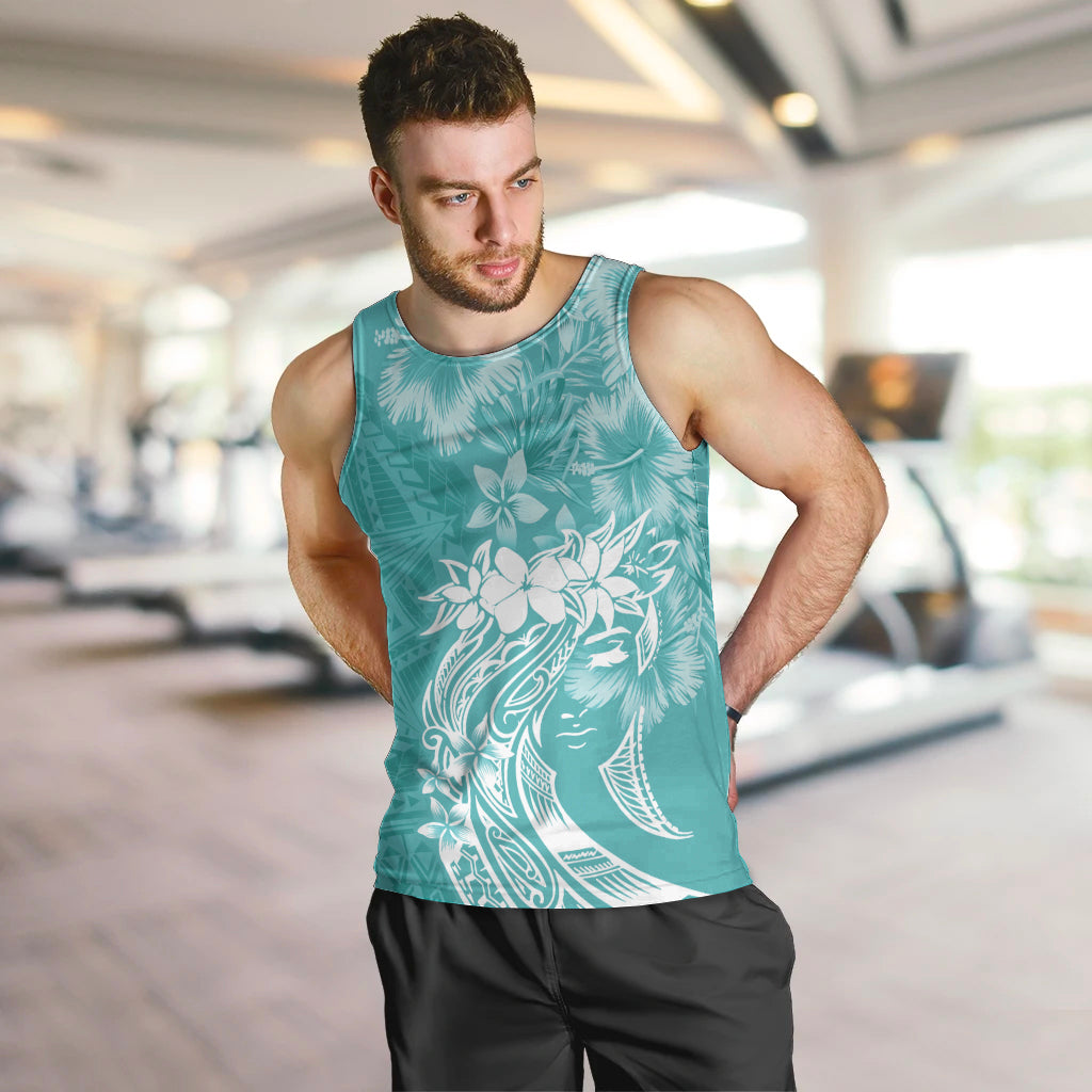 Polynesian Women's Day Men Tank Top Plumeria Passion - Teal LT7 Teal - Polynesian Pride