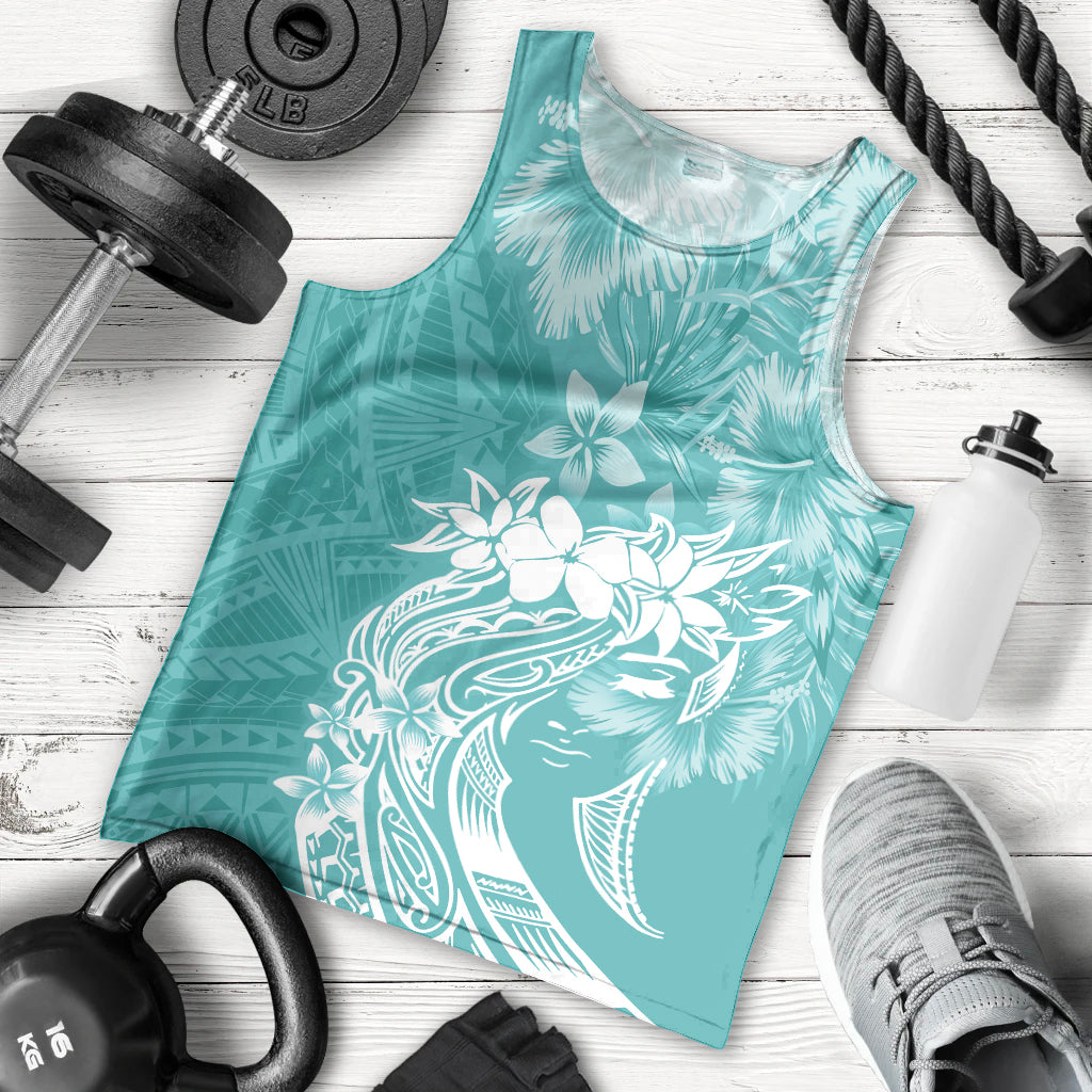Polynesian Women's Day Men Tank Top Plumeria Passion - Teal LT7 - Polynesian Pride