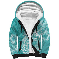 Polynesian Women's Day Sherpa Hoodie Plumeria Passion - Teal LT7 Unisex Teal - Polynesian Pride