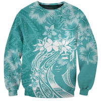 Polynesian Women's Day Sweatshirt Plumeria Passion - Teal LT7 Unisex Teal - Polynesian Pride