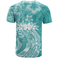 Polynesian Women's Day T Shirt Plumeria Passion - Teal LT7 - Polynesian Pride