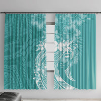 Polynesian Women's Day Window Curtain Plumeria Passion - Teal LT7 With Hooks Teal - Polynesian Pride