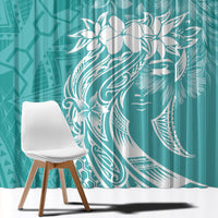 Polynesian Women's Day Window Curtain Plumeria Passion - Teal LT7 - Polynesian Pride