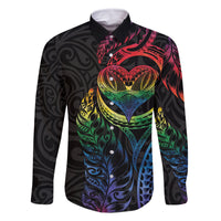 New Zealand Pride Family Matching Off Shoulder Short Dress and Hawaiian Shirt Takatapui Rainbow Fern