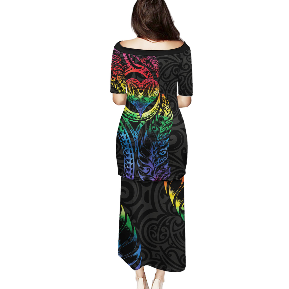 New Zealand Pride Family Matching Puletasi and Hawaiian Shirt Takatapui Rainbow Fern