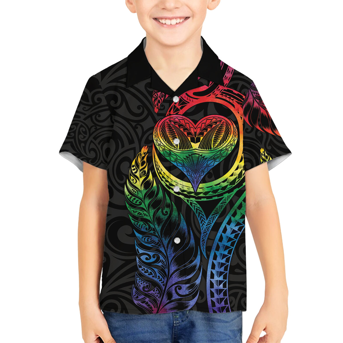 New Zealand Pride Family Matching Puletasi and Hawaiian Shirt Takatapui Rainbow Fern