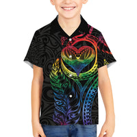 New Zealand Pride Family Matching Puletasi and Hawaiian Shirt Takatapui Rainbow Fern