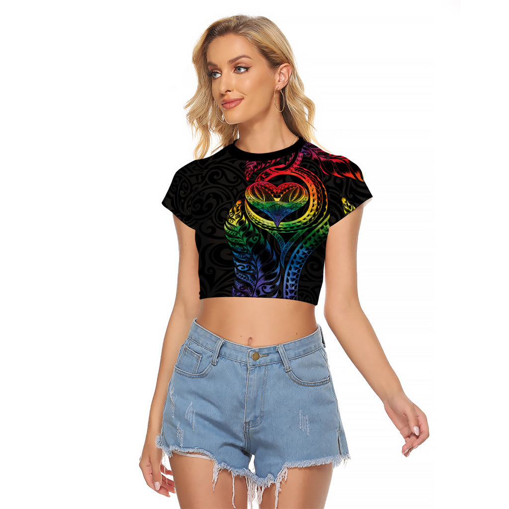 New Zealand Pride Raglan Cropped T Shirt Takatapui Rainbow Fern