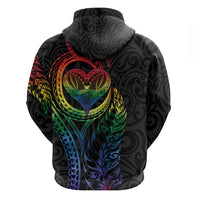 New Zealand Pride Zip Hoodie Takatapui Rainbow Fern
