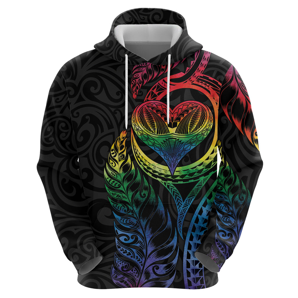 New Zealand Pride Zip Hoodie Takatapui Rainbow Fern