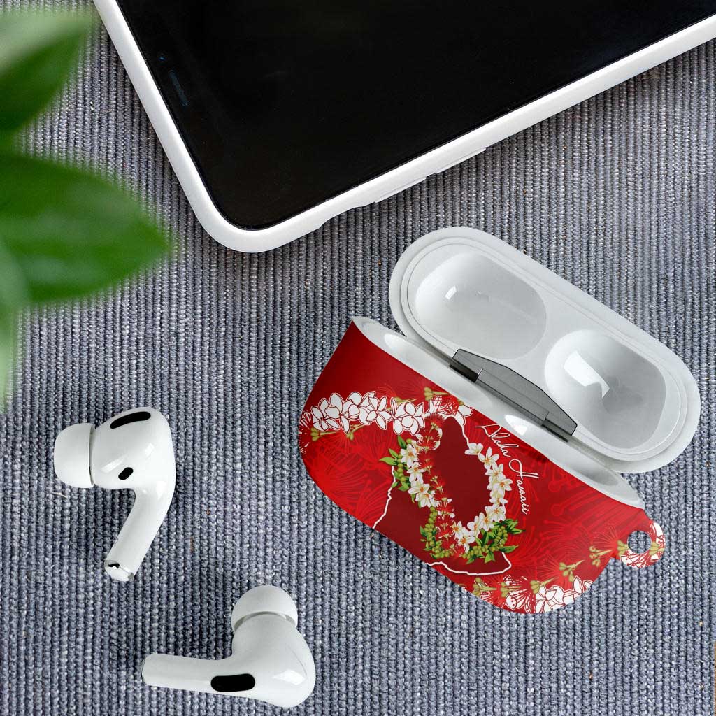 Hawaii Island Flowers Lei AirPods Case Ohia Lehua Scarlet Red