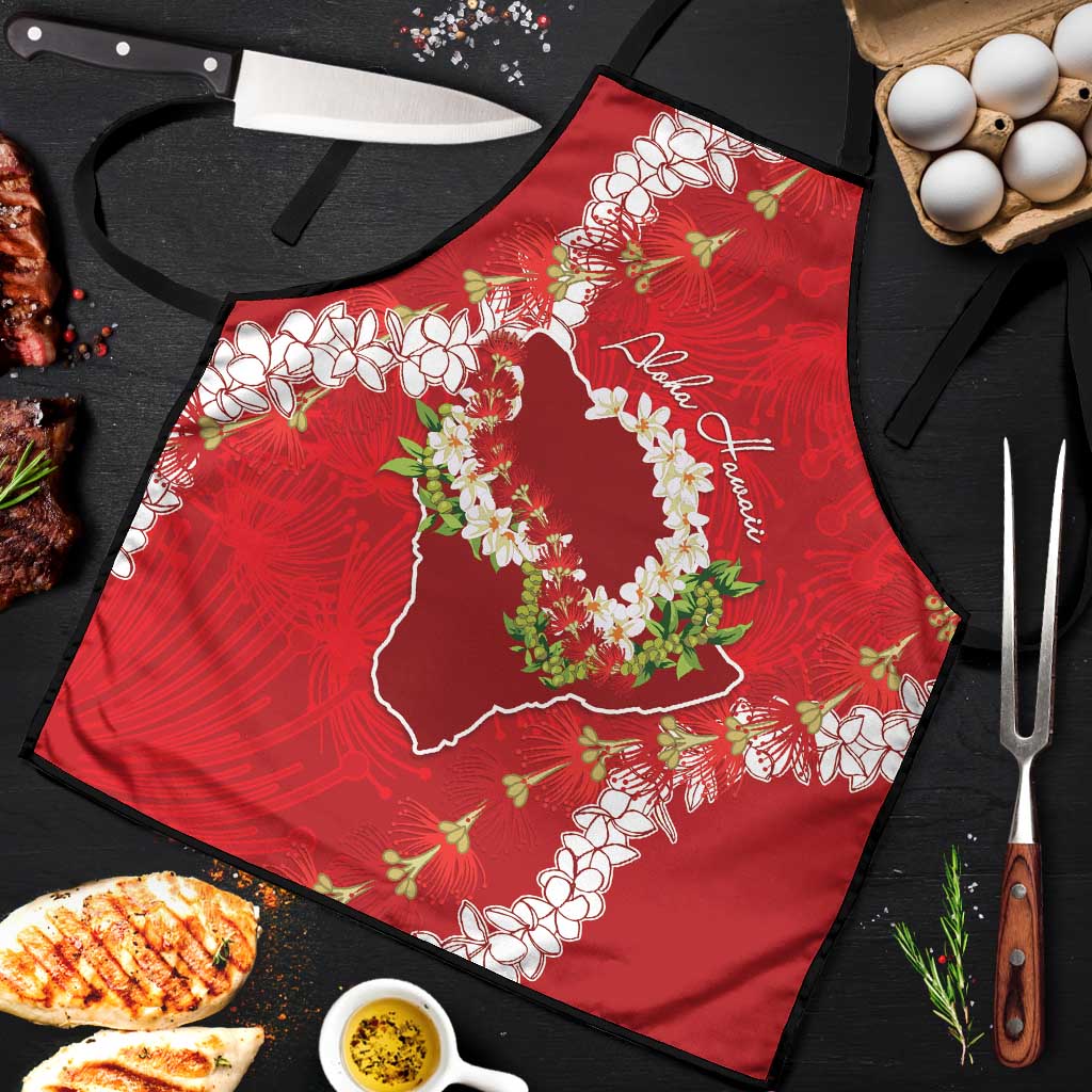 Hawaii Island Flowers Lei Apron Ohia Lehua Scarlet Red LT7 Red - Polynesian Pride