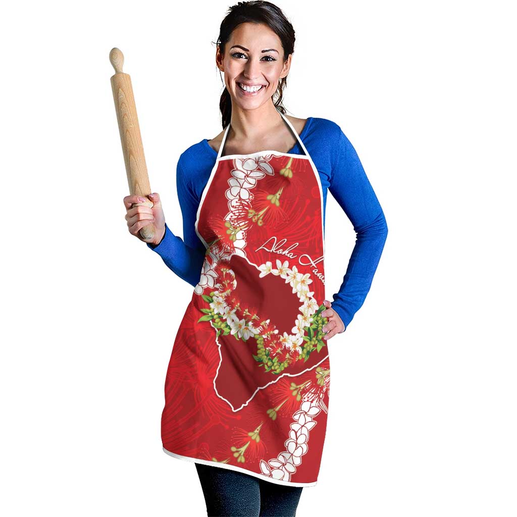 Hawaii Island Flowers Lei Apron Ohia Lehua Scarlet Red LT7 - Polynesian Pride
