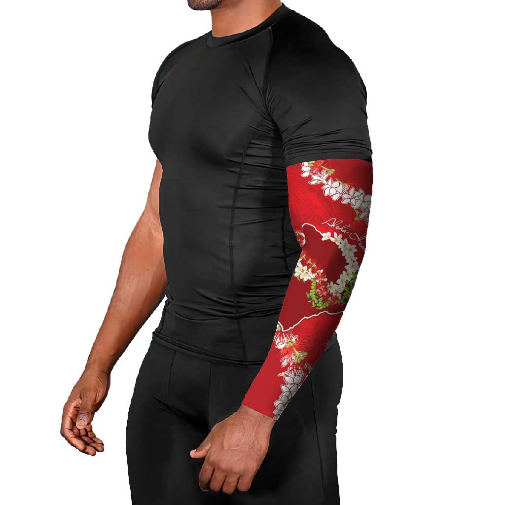 Hawaii Island Flowers Lei Arm Sleeves Ohia Lehua Scarlet Red